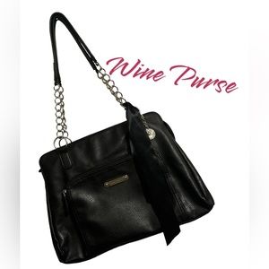 Black Faux Leather WINE PURSE w/ hidden spout